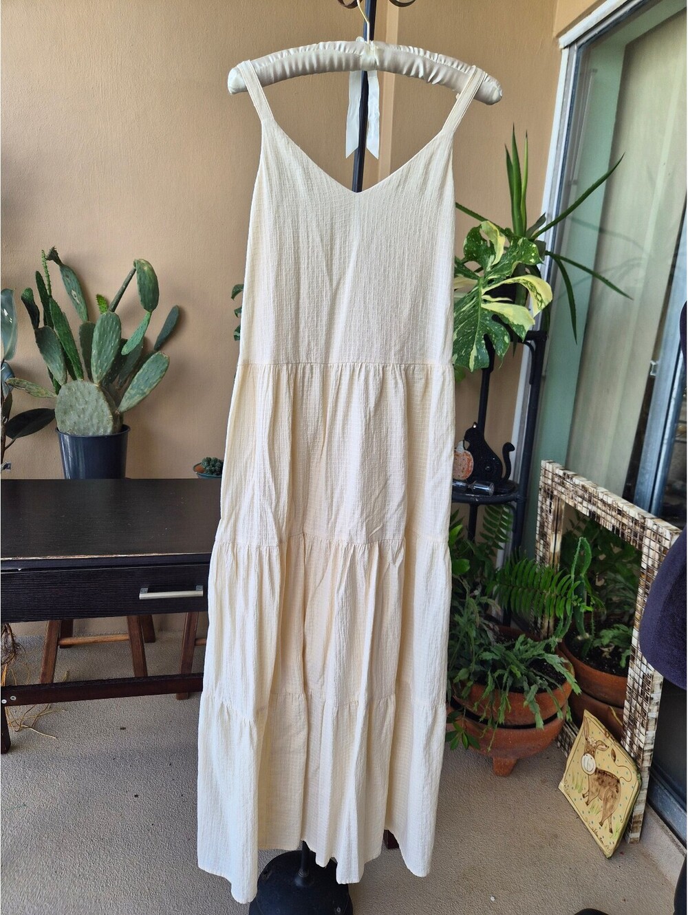 Splendid Ivory Cotton Tiered Maxi Dress Size XS